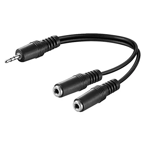 Audio Klinke Y Adapter | 20cm | Stereo | 3,5mm Klinken Stecker (3-Pin) auf 2X 3,5mm Klinken Buchse | Y Splitter Verteiler Kabel Kopfhörer Headset AUX