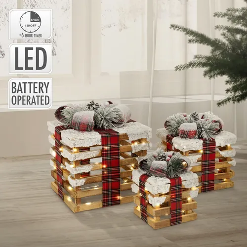 ECD Germany Weihnachtsfigur LED Dekolicht Geschenkboxen