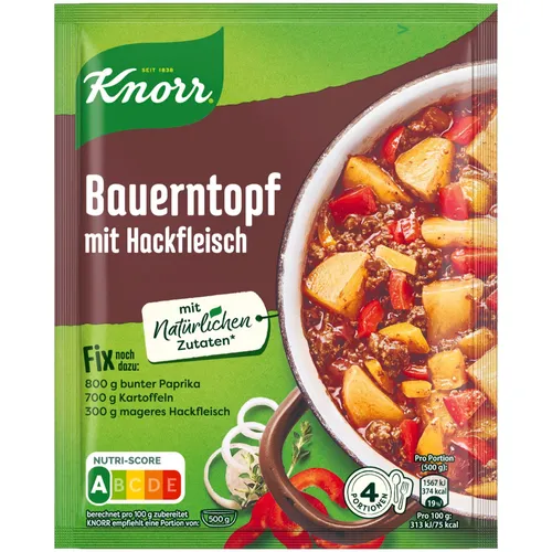 Knorr Fix Bauern-Topf mit Hackfleisch Würzmischung 43g Packung