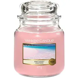 Yankee Candle Pink Sands 411g - Kerze mit einem exotischen Duftmix aus Zitrusfrüchten, Vanille und süßen Blüten für eine entspannende Wohlfühlatmosphäre, ideal für Karibik-Fans.