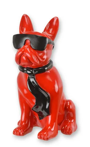 Aubaho Dekoobjekt Bulldogge mit Sonnenbrille – Retro Design - Charmante Bulldogge aus Kunstharz mit Sonnenbrille und roter Krawatte. Perfekte Deko für Zuhause oder Büro, die mit ihrem Retro-Design und detailreicher Verarbeitung begeistert. Setzen Sie ein stilvolles Statement!