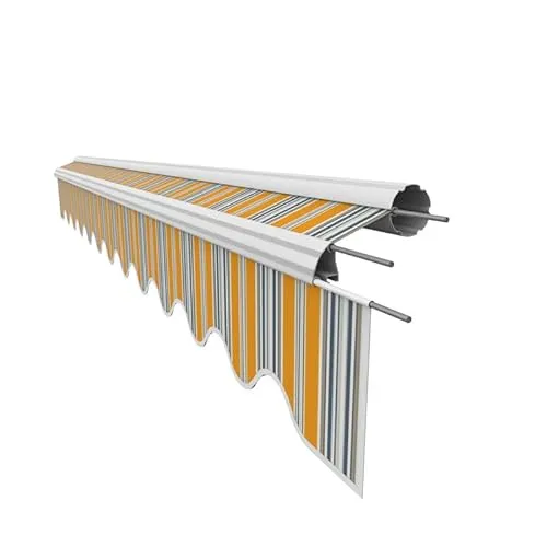 Leudus Markisenstoff Ersatzstoff mit Volant 3,5 x 3 m - Markisenstoff aus robustem 280 g/m² Polyester, ideal für Sonnenschutz. Fertig genäht mit eingenähten Schlaufen für einfache Montage.