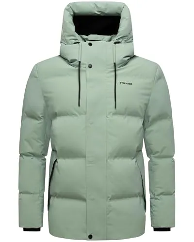 STONE HARBOUR Herren Winterjacke wasserabweisende warme Steppjacke mit magnetischen Knöpfen Taviaan XX Ice Green Gr. 3XL