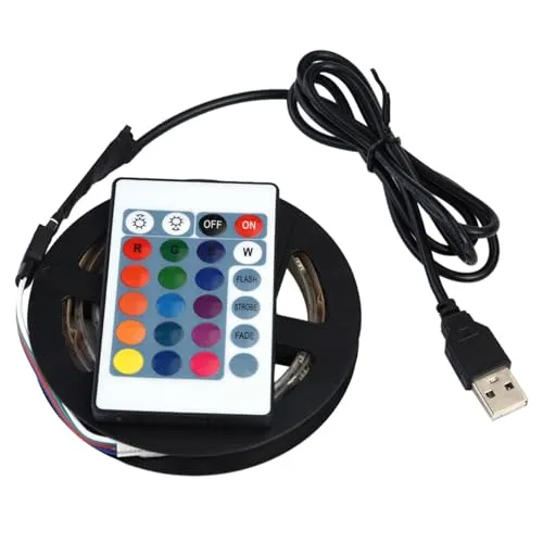Fdit LED-Streifen, wasserdicht, mehrfarbig, 5050 RGB, LED, mit Fernbedienung, für die Rückseite, 5 V, USB, 1 m