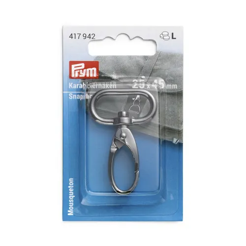 Karabinerhaken mit Öse Haken Prym 417942 gun metal Karabiner 25 x 45mm silber