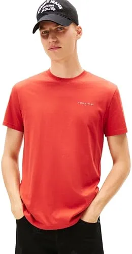 Tommy Jeans Herren TJM Slim Linear Chest Tee EXT Dm0Dm21780 S/S T-Shirt, Terracotta Red, M