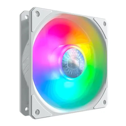 Cooler Master SickleFlow 120 V2 - ARGB weißer Gehäuselüfter, ARGB-Lüfter mit durchscheinenden Luftstromblättern, 62 CFM, 2,5 mmH2O, 8 bis 27 dBA