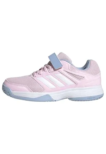 adidas Performance Speedcourt Klettschuhe Kinder rosa, 38 2/3 - Bequeme Klettschuhe für Kinder mit regulärer Passform, strapazierfähigem Obermaterial und rutschfester Gummiaußensohle für sicheren Halt.