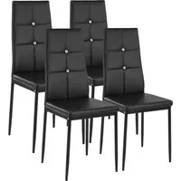 tectake Esszimmerstuhl Set - 4 elegante Stühle mit Glitzersteinen, schwarz - Stühle im modernen Design, gepolstert und pflegeleicht. Ideal für stilvolle Esszimmer und gemütliche Dinnerabende.