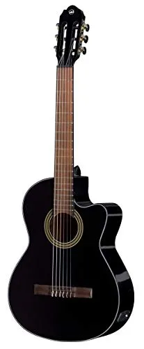 GEWA E-Akustik Klassikgitarre Basic Plus, Decke Fichte, Korpus Line, 4/4,Slim Body, schwarz