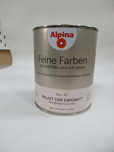 Alpina Feine Farben Lack No. 42 - Palast der Ewigkeit, graurosa edelmatt 750 ml - Lacke für kreative Projekte, mit edelmattem Finish für eine stilvolle und elegante Raumgestaltung.