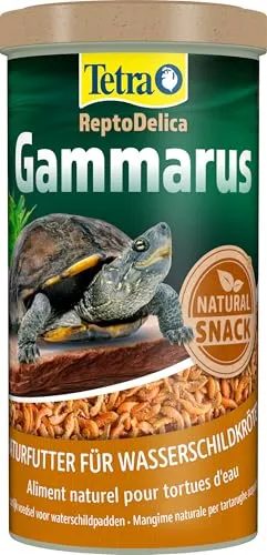 Tetra ReptoDelica Gammarus Schildkröten-Futter - Naturfutter aus ganzen Bachflohkrebsen, 1 L Dose