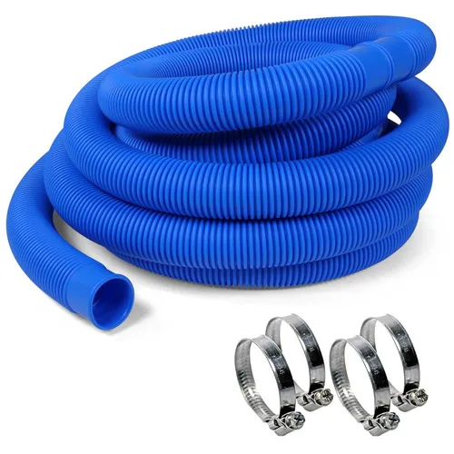 SET> 6,00 m Schwimmbad Schlauch, blau Ø 38 mm + 4 VA-Schellen | Poolzubehör