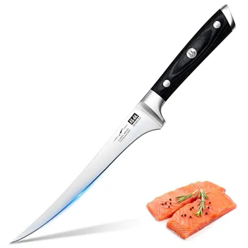 SHAN ZU Filetiermesser 18cm – Scharfes Fischmesser aus deutschem Edelstahl mit ergonomischem Griff