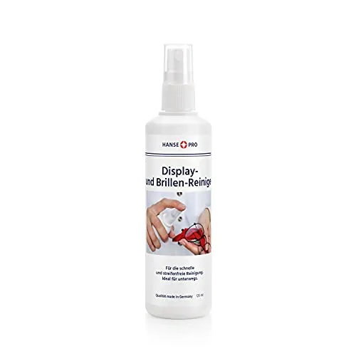 HANSE PRO Brillen-Reiniger, 1 x 125 ml I Brillen-Pflege I Reinigungs-Spray I schnelle und streifenfreie Reinigung von Brillen und Display-Oberflächen I ideal für unterwegs (1 x 125 ml)