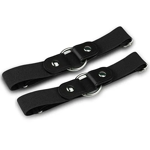 Firschoie 2 Stücke Schnallenfreier Verstellbarer Gürtel, Elastischer Gürtel für Damen oder Herren, Unsichtbarer elastischer Gürtel ohne Schnalle für Jeans Hosen, Kleider (Schwarz)