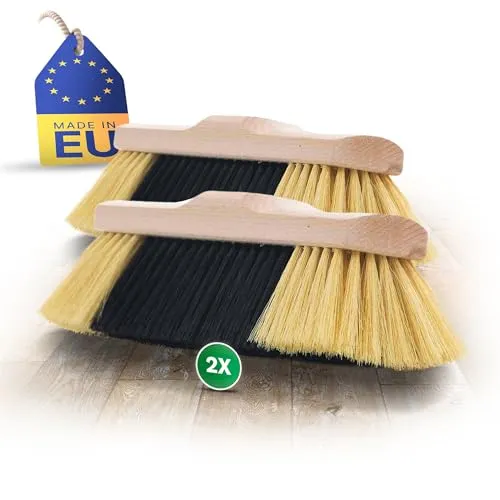 Novaliv 2X Zimmerbesen FEINE KUNSTBORSTEN Besen weiche Borsten Schrankbesen Holzbesen Besenkopf dicht besetzt Idealer Besen für Laminat und Parkett Künstliche PP Borsten Stubenbesen ohne Stiel