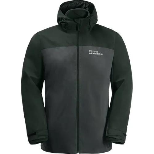 Jack Wolfskin Herren Taubenberg 3in1 Jkt M - Slate Green, XXL EU - Funktionsjacke 3-in-1 mit Kapuze, wasserdicht und atmungsaktiv, ideal für alle Wetterlagen dank robuster Fleece-Innenjacke aus recycelten Materialien.