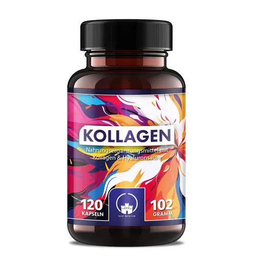 Saint Nutrition® Kollagen + Hyaluron Kapseln 1000 mg - Kollagen-Präparate mit 1000 mg Kollagen pro Tagesdosis, unterstützt Hautelastizität und Gesundheit von Haaren und Nägeln – für natürliche Schönheit von innen heraus.