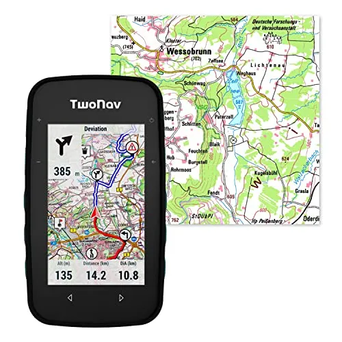 GPS Cross Plus + Karten Deutschland Topo - Multisport Fahrrad MTB Radfahren Wandern Trekking/Kompakt und Leicht/Bildschirm 3,2