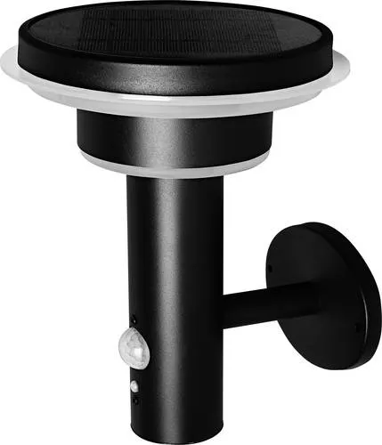 OSRAM HOMELIGHTING ENDURA Style Solar Wall Sensor Double Circle 6W Black - Energieeffiziente LED-Außenwandleuchte mit zwei Leuchtringen, Bewegungs- und Lichtsensor für bedarfsgerechte Beleuchtung im Außenbereich.