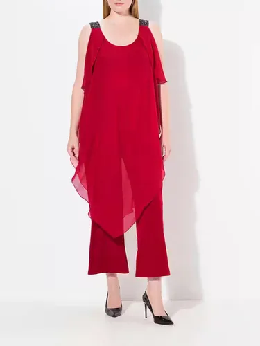 Ulla Popken Damen Jumpsuit doppellagig Glitzer in rot von Ulla Popken