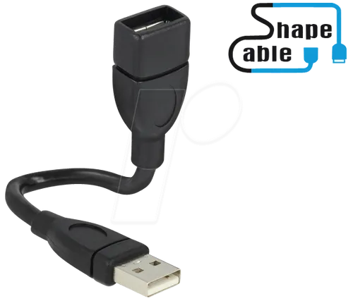 Delock Kabel USB 2.0-A Stecker > Buchse Shapecable 15 cm