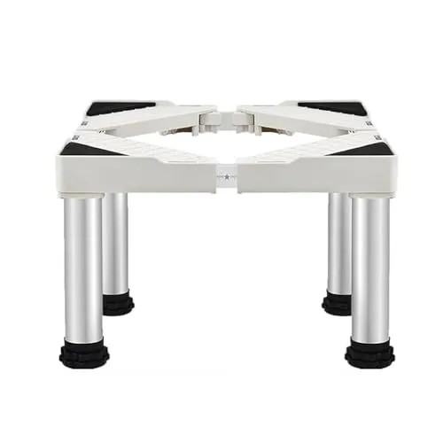 MiSMiAO Edelstahl-Untergestell für Kühlschrank und Waschmaschine, höhenverstellbar 24-27 cm, Breite 42-65 cm, Traglast 300 kg, rutschfester Rahmen mit 4 Beinen