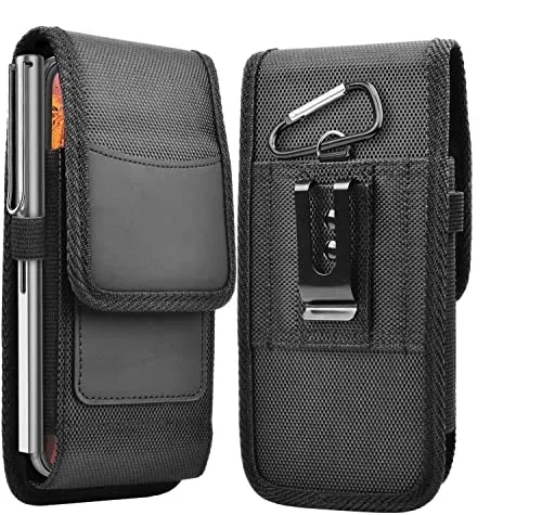 Cadorabo Handytasche mit Gürtelclip kompatibel mit Sony Xperia 10 III in SCHWARZ -360 Grad Schutzhülle mit Gürtel Schlaufe in Nylon -Gürteltasche mit Karabinerhaken und Stiftehalter -Case Cover