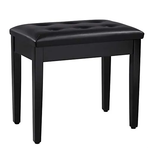SONGMICS Klavierhocker aus Massivholz, mit verstecktem Stauraum | Klavierbank, Hocker gepolstert, Sitzbank, 56 x 35 x 49,5 cm, Schwarz, MARY Kollektion LPB55H