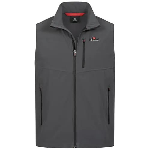 Höhenhorn Allalin Herren Weste Softshell Grau Gr. L - Herren-Westen, atmungsaktive und wasserabweisende Softshellweste mit Reißverschlusstaschen, ideal für Freizeit und Sport an wechselhaften Tagen.