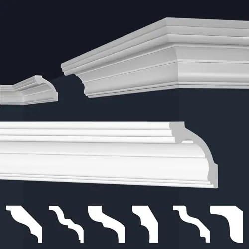 MARBET DESIGN Stuckleisten XPS Styropor weiß - Deckenleisten Stuck Decken Styroporleisten E-Leisten - (2 Meter / 1 Leiste E-38)