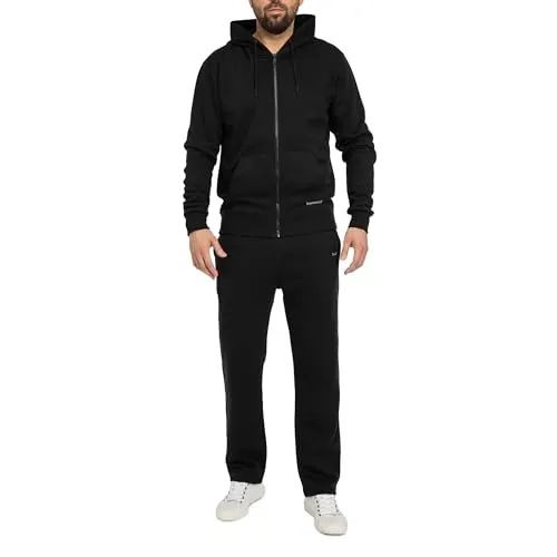 Basisstoff Laufkumpel Herren Jogging Anzug Schwarz - Bequemer Herren Jogginganzug in Schwarz, ideal für Freizeit und Sport. Der gerade Schnitt ohne Bündchen sorgt für optimalen Komfort und Flexibilität. Perfekt für entspannte Tage oder aktive Stunden.