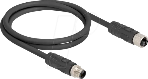 Delock Sensorverlängerungskabel M12 1m - Sonstige Elektroinstallationsartikel, halogenfrei und L-codiert für zuverlässige Verbindungen in der Industrie.