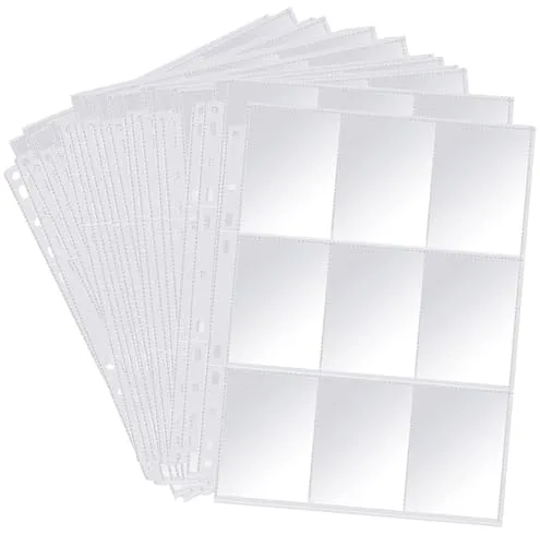 Gentpovth Transparent Sammelkarten Hüllen, 360 Taschen Karten Hülsen, 20 Seiten Pro 18-Pockets Leere Sammelmappe Doppelseitige Kartenhüllen, Sammelkartenzubehör, 11 Locher Binder, für Sammeln,Tauschen