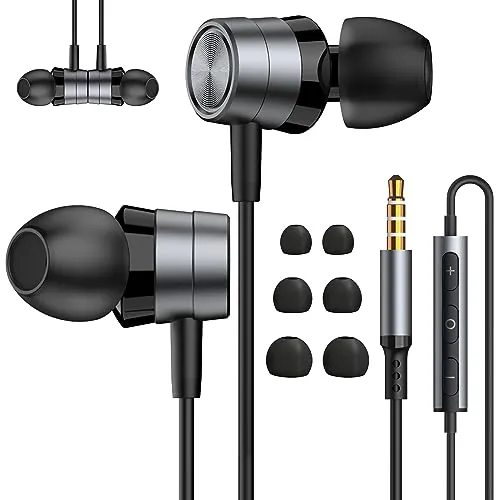 Geräuschisolierende In-Ear-Kopfhörer mit Kabel und Mikrofon, kabelgebundene 3,5-mm-Klinken-Kopfhörer mit Lautstärkeregler Kompatibel mit smart phone, Android, MP3, den meisten 3,5-mm-Audiogeräten