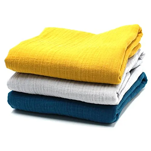 Produktbild VmG-Store 3X Musselin Set je 0,5m x 1,35m Double Gauze Stoff 100% Baumwollstoff Tex Standard 100 (3er Set je 0,5m, Set18)