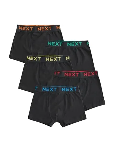 NEXT Jungen Standard Unterhosen im 5er-Set Black with Colour Waistband 122-128