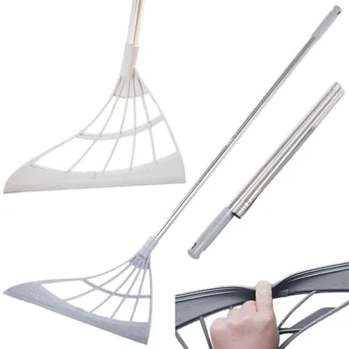 PARENCE. Bodenwischer mit Griff 95 cm – Kopf aus weichem Silikon 30 cm – Bodenabzieher effektive Reinigung von Wasser und Flüssigkeiten für Fliesen, Küche, Badezimmer, Grau