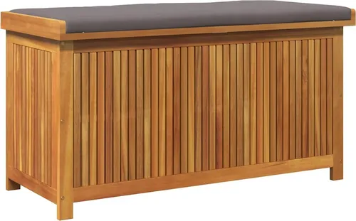 vidaXL Outdoor-Kissenbox aus massivem Akazienholz 113x50x60,5 cm - Stylische Kissenbox aus langlebigem Akazienholz mit wasserfestem Innenbeutel, ideal für die Aufbewahrung von Kissen und Gartenbedarf. Perfekt für eine ordentliche und geschützte Lagerung im Garten.