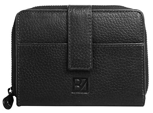 Bodenschatz Geldbörse Herren 020562 schwarz - Hochwertige Portemonnaie aus 100% Rindleder mit RFID-Schutz, ideal für stilbewusste Herren. Bietet großzügigen Platz für Bargeld und Karten, inklusive Münzfach mit Reißverschluss.