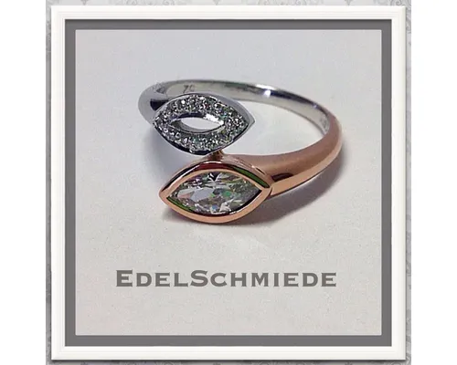 Edelschmiede925 Silberring Edelschmiede925 eleganter Silberring 925 teilw. roséverg. m Zirk.