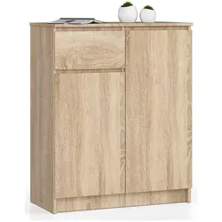 Raumhirsch Furniture Kommode Sonoma Eiche, 80 cm - Moderne Kommode in Sonoma Eiche, ideal für stilvolle Ordnung. Mit einer breiten Schublade und einem geräumigen Schrank bietet sie vielseitigen Stauraum. Hochwertige Materialien und präzise Mechanik sorgen für Langlebigkeit und Funktionalität.