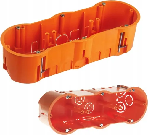 Tiefe Dose für Hohlwände 3 x 60mm PAWBOL A.0041PG - Wandsteckdosen - Spezielle Schrauben mit Verriegelung für einfaches Eindrehen und ein Flanschdesign für mühelose Montage an Gipskartonplatten.