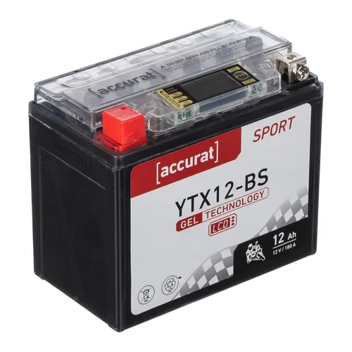 Motorradbatterie YTX12-BS Gel 12V 12Ah Motorrad Batterie mit Display Akku 10Ah
