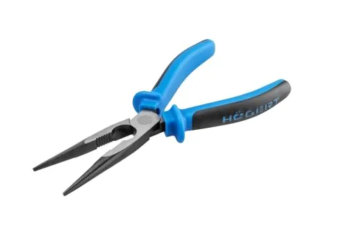 PROFI Flachrundzange mit induktiv gehärteter Schneide | 200 MM | Chrom-Vanadium- Stahl | Mit Mehrkomponenten-Griff | HRC 58-62 | Spitzzange, Storchschnabelzange (Flachrundzange, 200 MM)