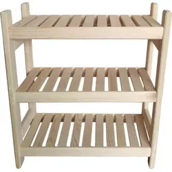 Holzregal Standregal Modulares Regal Stapelbar Kellerregal Haushaltsregal Kiefer Tiefe 33 cm Breite 60 cm Höhe 60 cm 3 Einlegeböden - Beige