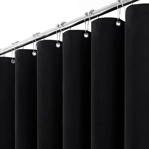 BTTN Duschvorhang Stoff 180x180 cm Leinenoptik Schwarz in schwarz von BTTN