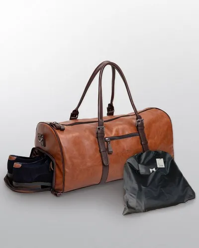 Gentlemen's Weekender London 51 cm - Braune Reisetasche - Reisetasche im Vintage-Look aus veganem Kunstleder, ideal für Reisen und Fitness. Mit separatem Schuhfach und handgepäckkonform – stilvoll und praktisch für jeden Anlass.