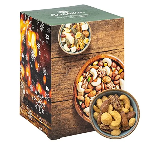 Corasol Premium Nuss-Mix Adventskalender 2025 - Adventskalender mit 24 einzigartigen Nuss-Kreationen, perfekt für vorweihnachtlichen Genuss und gesunde Snack-Pausen.